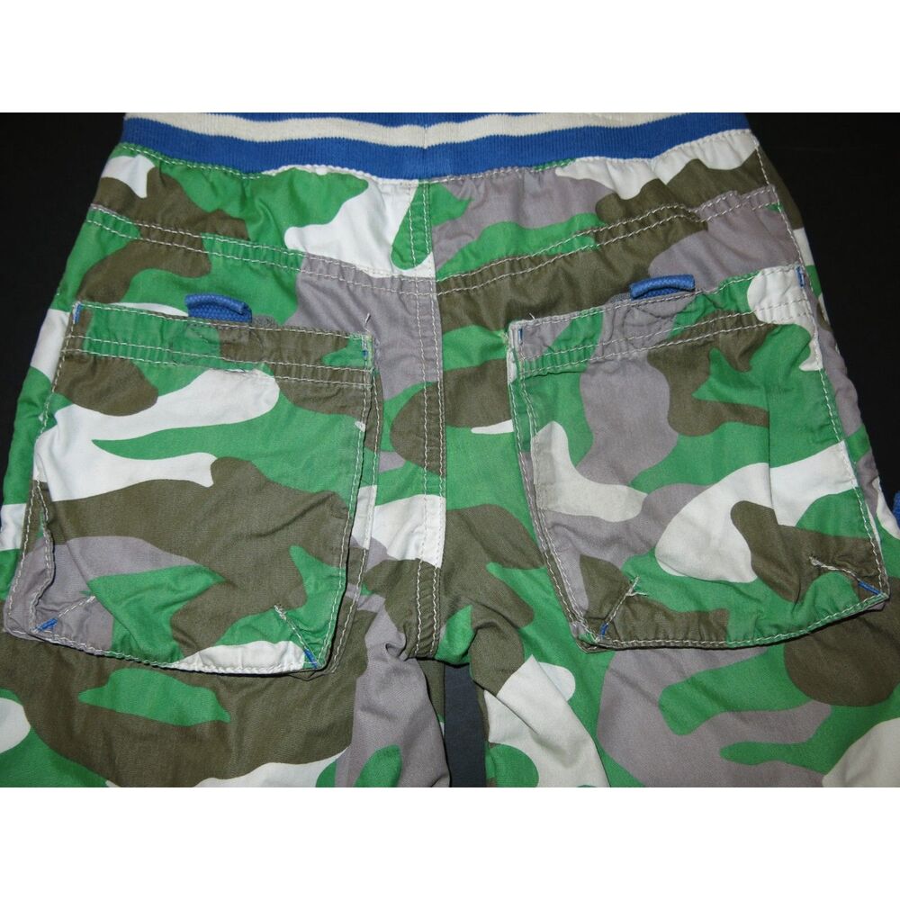 Mini Boden boys Shorts 7 technos cargo green gray camouflage camo pull on techno - Picture 7 of 8